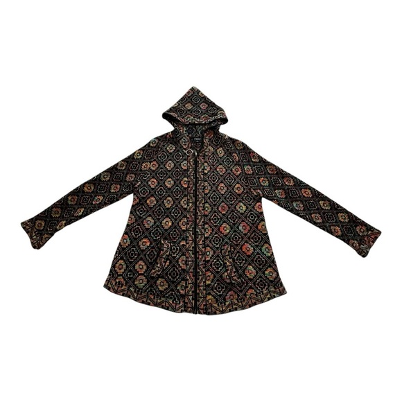 🌷3/$15🌷 Papillion Rainbow Aztec Zip Front Hooded Cardigan - Size XL - Picture 2 of 13